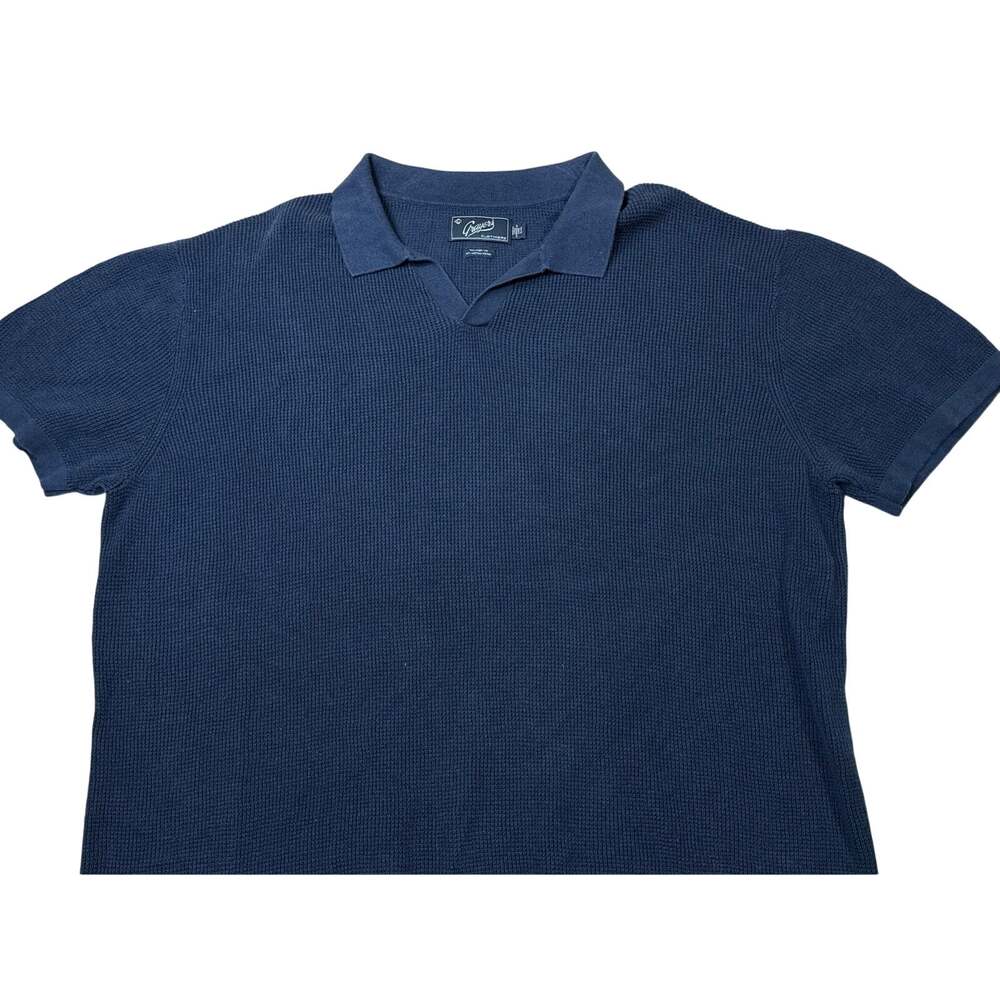 Grayers Clothiers Linen Cotton Blend Short Sleeve Polo Navy Blue Size XL